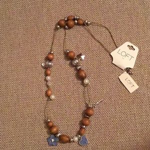 LOFT Pearl/Wood/Blue Necklace